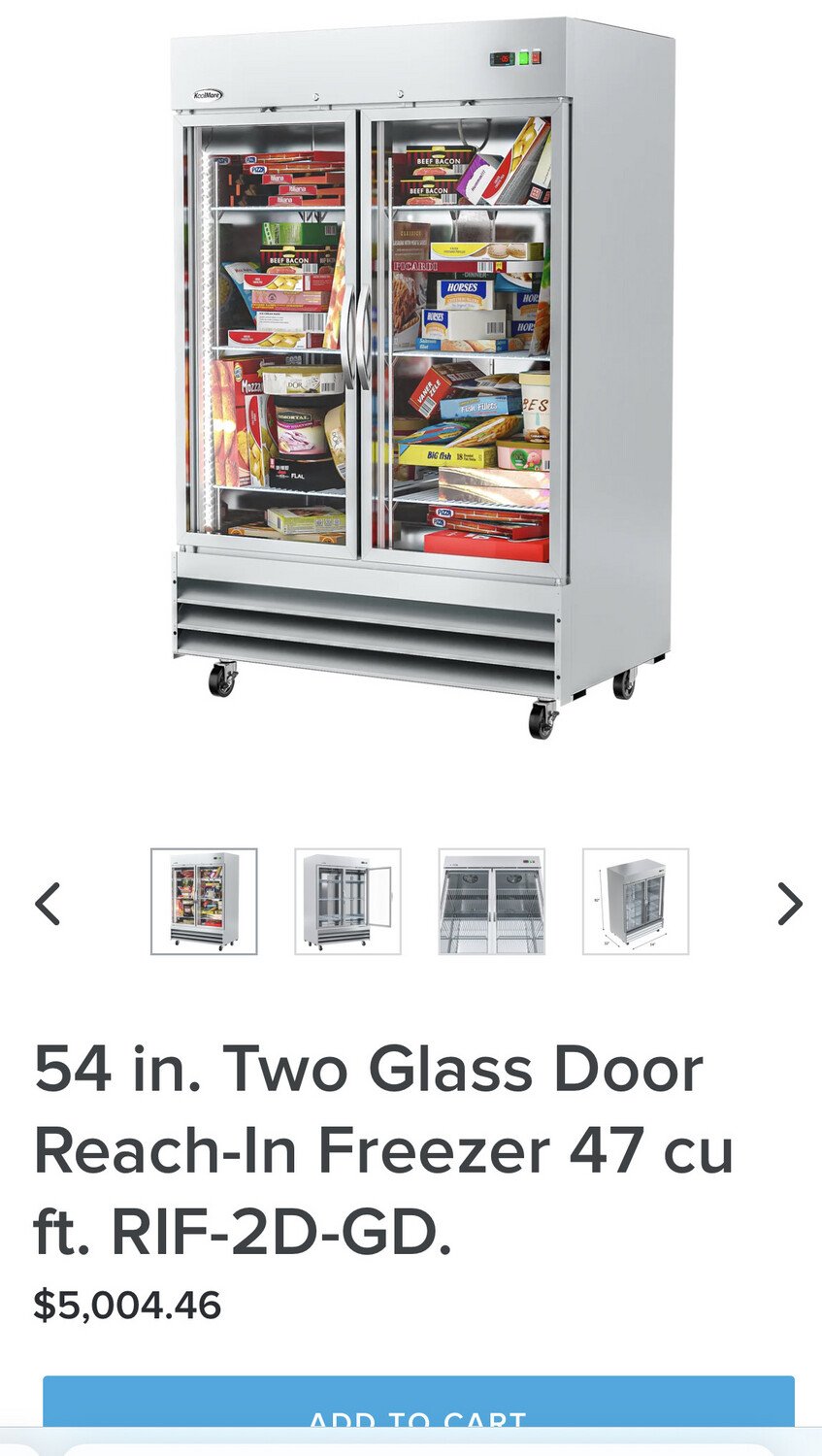 Buy KOOLMORE 54 in. Two Glass Door Reach-In Freezer 47 cu ft. RIF-2D-GD Buy KOOLMORE 54 in. Two Glass Door Reach-In Freezer 47 cu ft. RIF-2D-GD